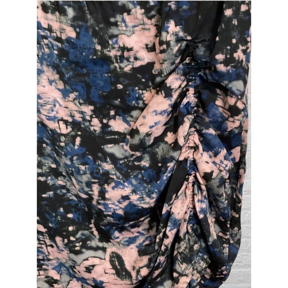 Kenneth Cole Abstract Print Ruched Sheath Dress NWT 3/4 Sleeves Blue Pink Sz L - Picture 5 of 13